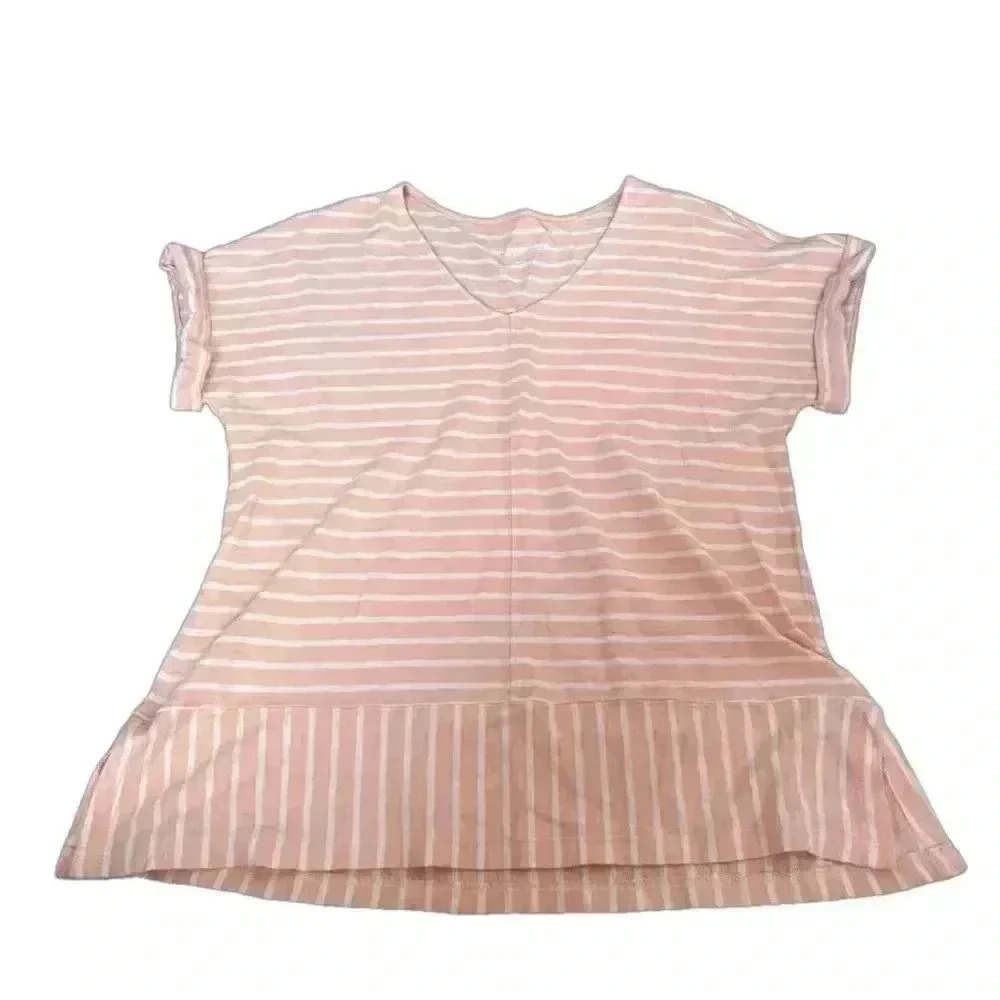 Soft Surroundings Bali Breeze Shirt Womens Small Cuffed V Neck Shirt